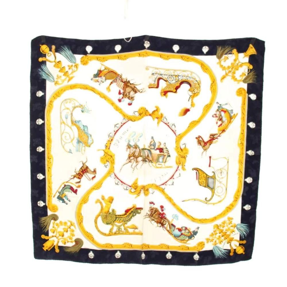 エルメス HERMES スカーフ カレ 90 Plumes et Grelots 羽飾りと鈴