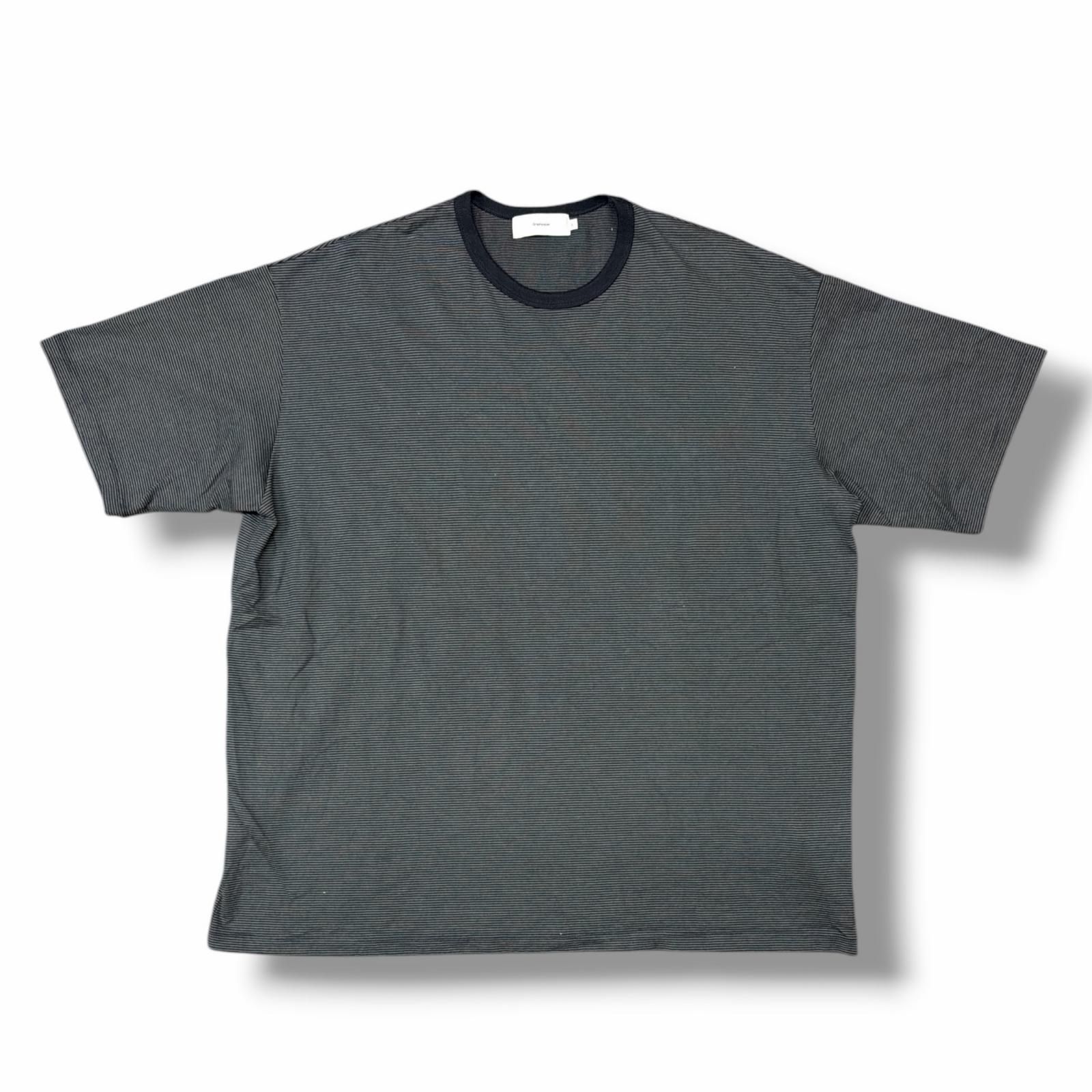 参考上代16500円 Graphpaper 25SS Narrow Border S/S Tee ボーダーショートスリーブTシャツ 半袖カットソー グラフペーパー GU251-70116B グレー 2 （9846M）