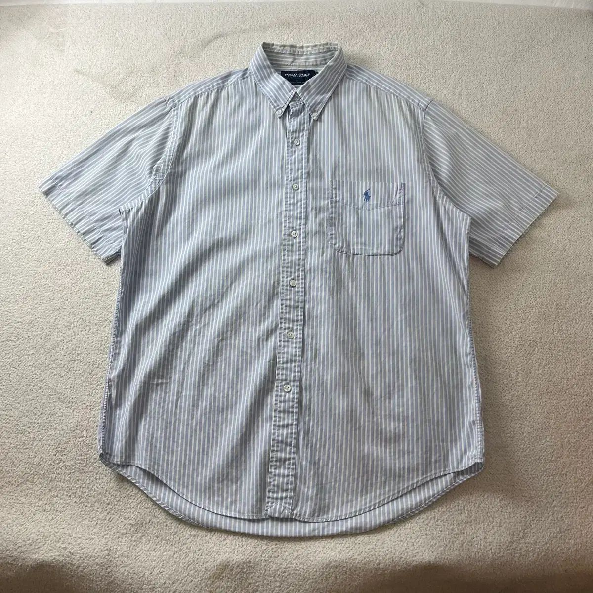 105 POLO RALPH LAUREN ゴルフ ストライプ ポケット 半袖 シャツ