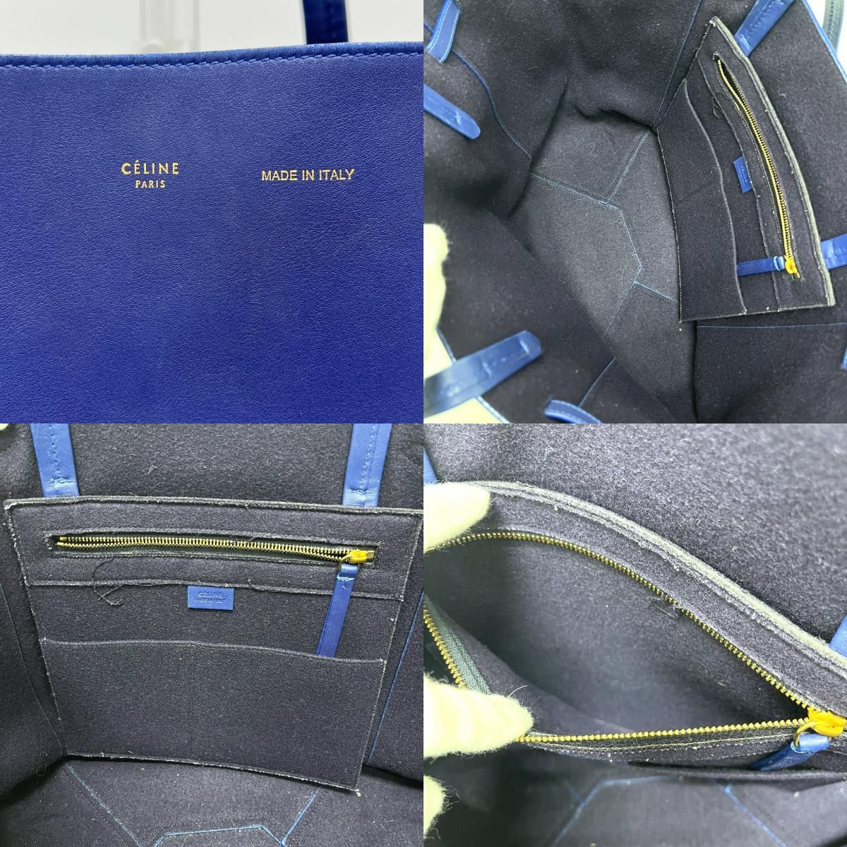 CELINE セリーヌ トートバッグ カバファントム レザー ブルー - メルカリ