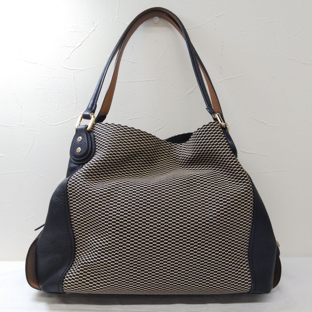 COACH コーチ 28895 レザーキャンバス トートバッグ ブラック×ブラウン×ゴールド レディース ハンドバッグ 手提げ 中古 ■質屋 かんてい局 金沢バイパス店■B26-1041