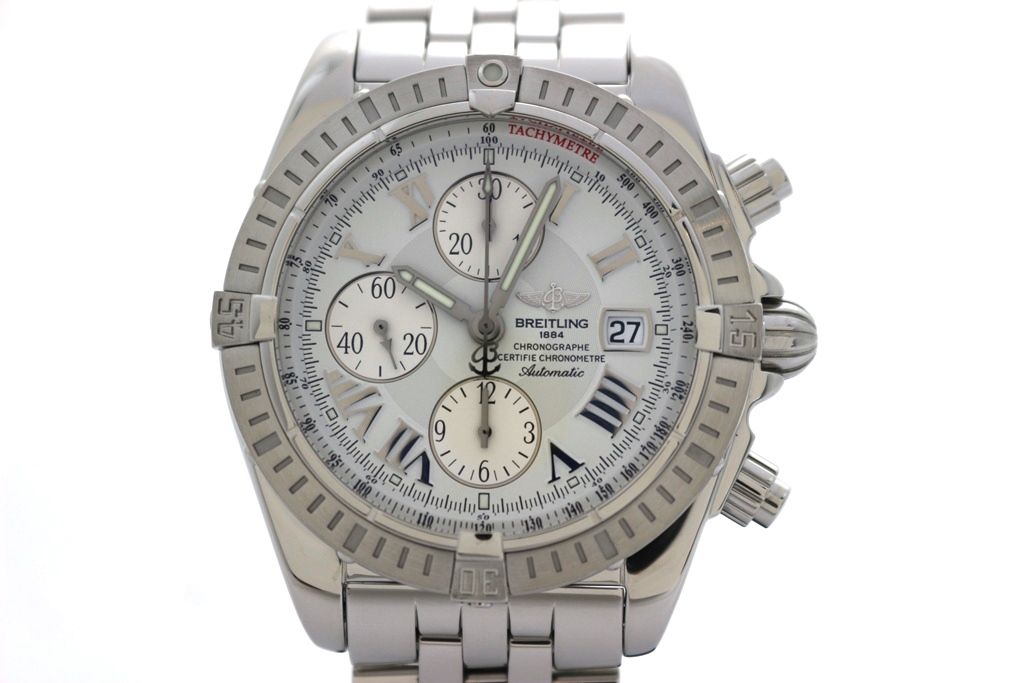 BREITLING ブライトリング クロノマット エボリューション A13356 ホワイト ステンレススチール メンズ 自動巻き 2146000456718 【200】【中古】