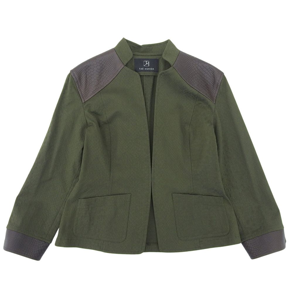TAE ASHIDA タエアシダ 美品 グリーン クロコ型押し切り替え ロング