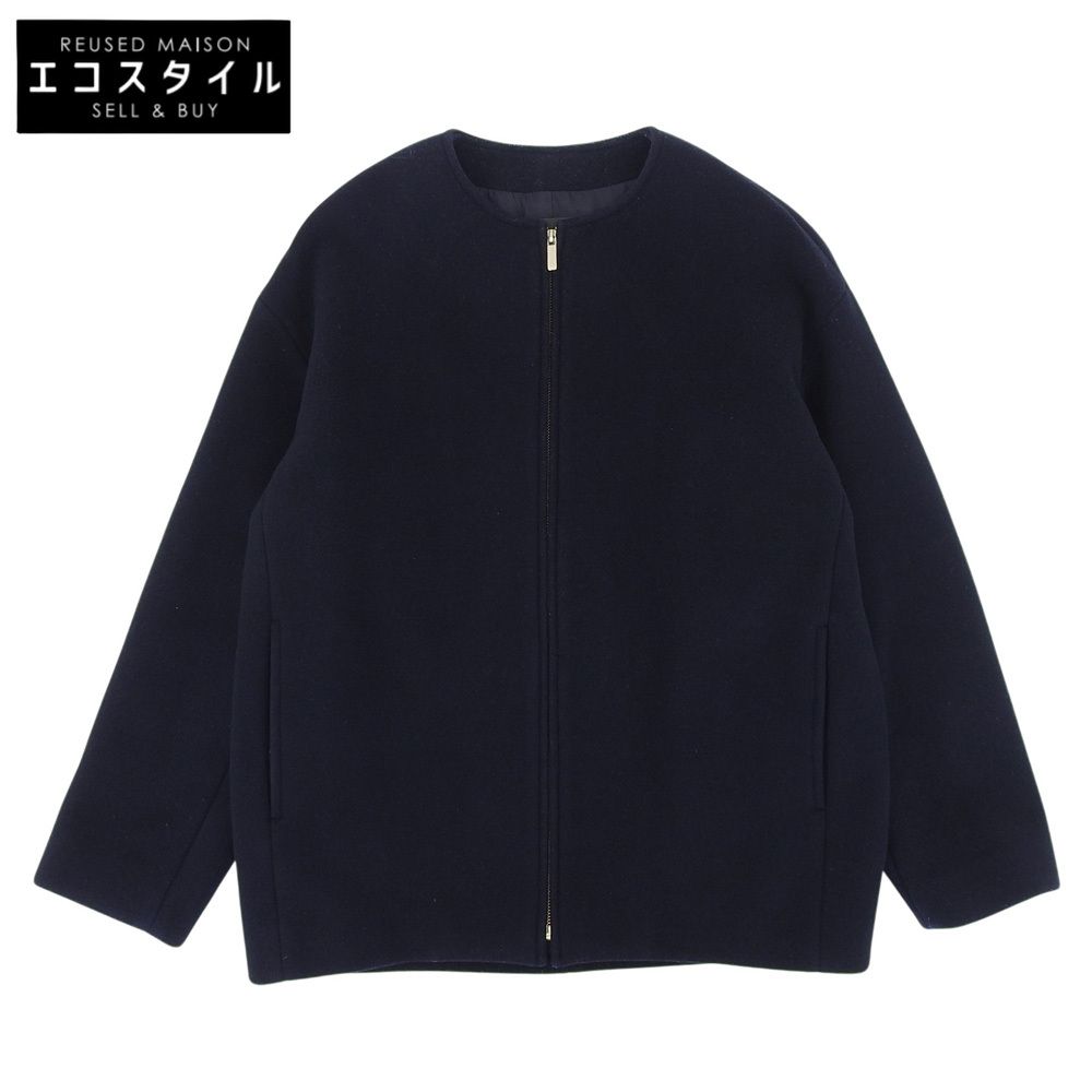 NOBLE　ノーブル　ウール カシミヤ MTRカラー ジップショートコート レディース ネイビー 38　38