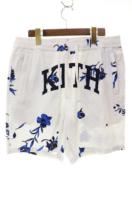 キスニューヨークシティ KITH NYC FLORAL SEERSUCKER HARDAWAY SHORT WHITE M フローラル シーサッカー ショートパンツ ハーフパンツ 花 ホワイト 【ブランド古着ベクトル】【中古】☆AA★260530