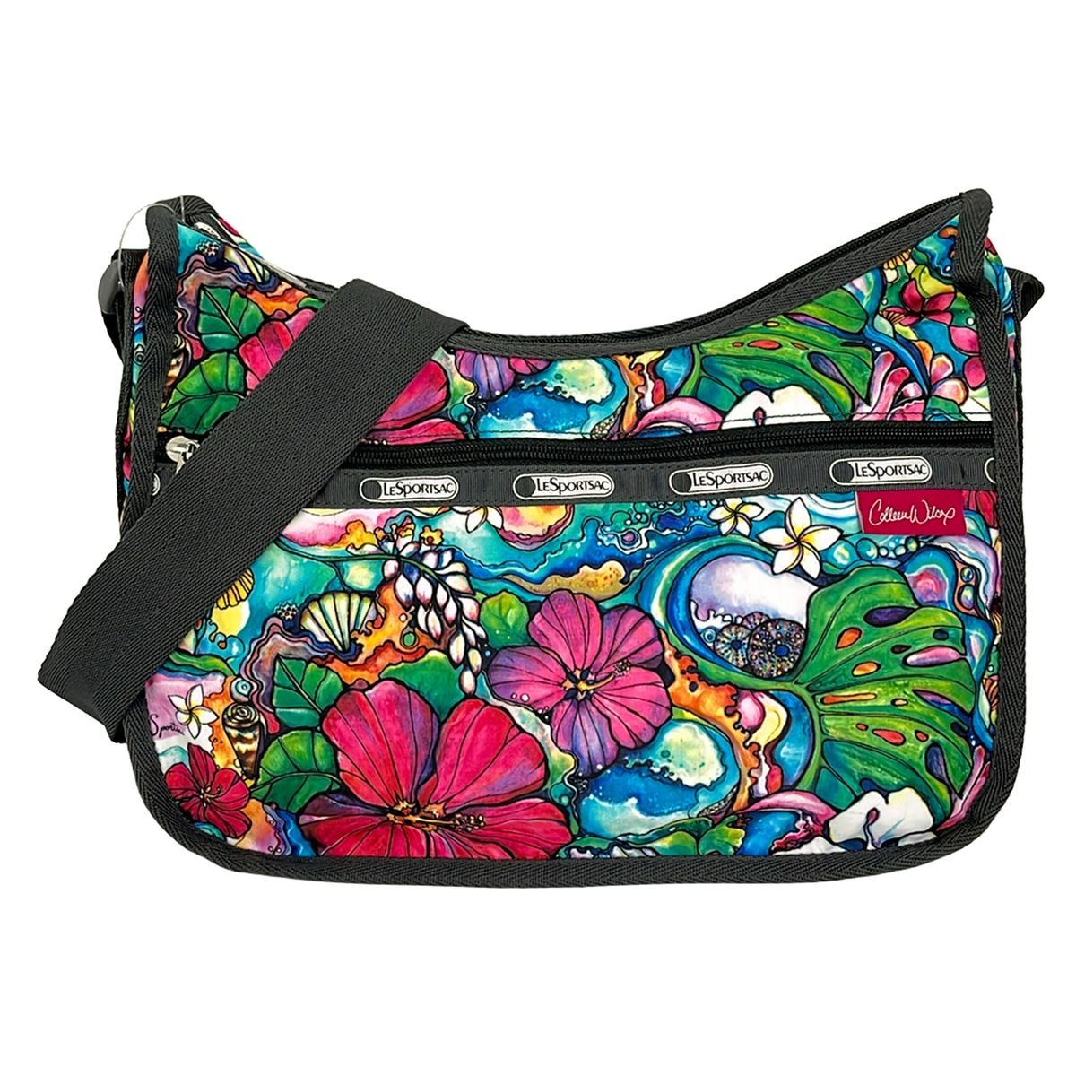 LESPORTSAC(レスポートサック) ショルダーバッグ - ピンク×グリーン×マルチ 花柄/Colleen Wilco