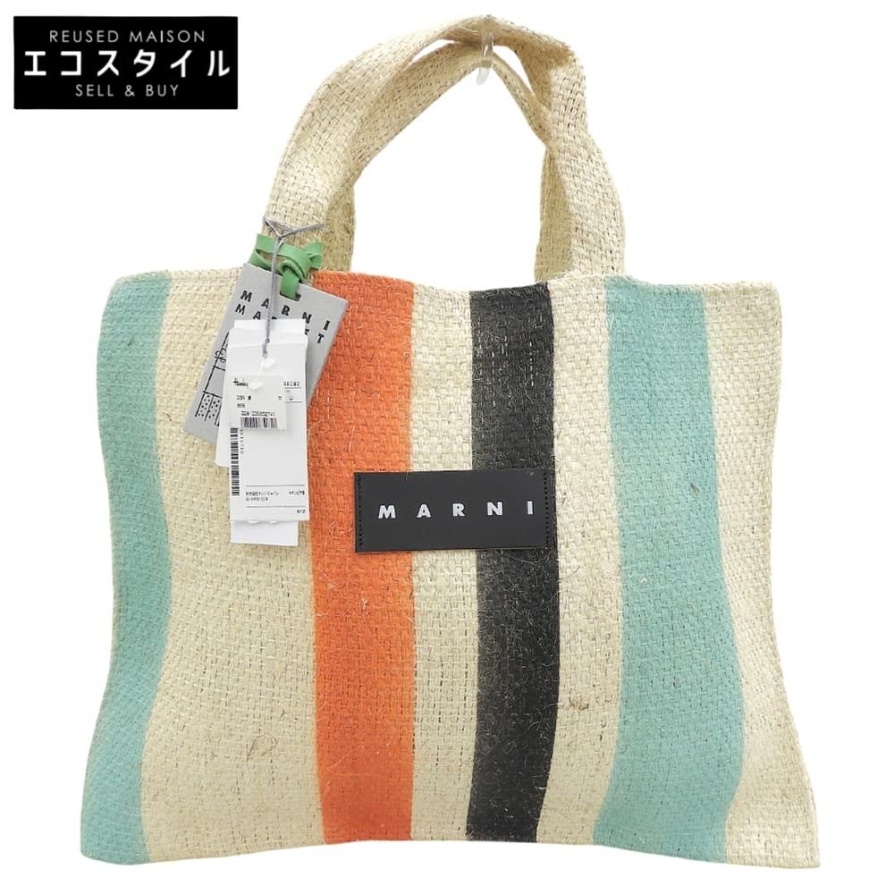 MARNI マルニ 新品同様 マルニマーケット レザーロゴ ストライプ