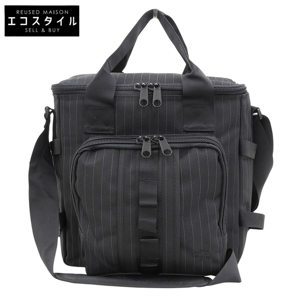 STUSSY　ステューシー　美品 ストライプ レコード バッグ ショルダーバッグ メンズ ブラック 00s