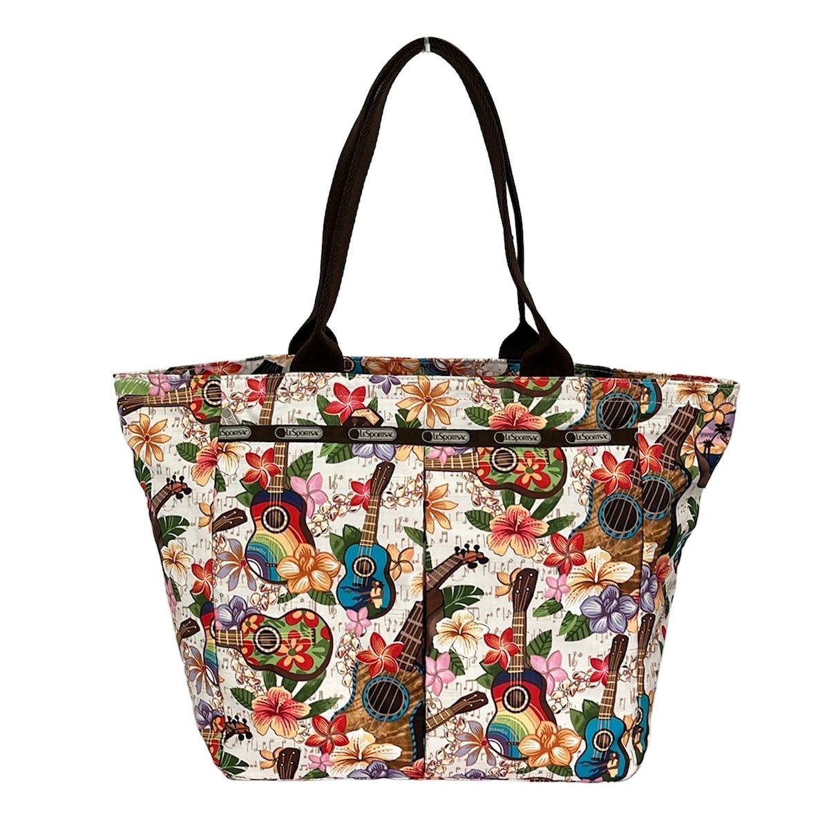LESPORTSAC(レスポートサック) ショルダーバッグ - アイボリー×ブラウン×マルチ 花柄/ギター