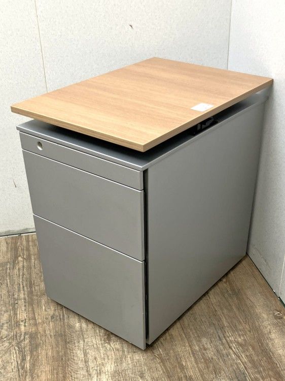 【中古品】オカムラ プロユニットシリーズ 天板昇降式3段インサイドワゴン DN38AA MK52 ナチュラル