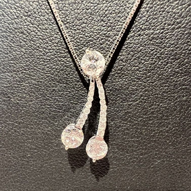 K18WG ダイヤモンドネックレス ネックレス レディース K18ホワイトゴールド ホワイトゴールド 中古