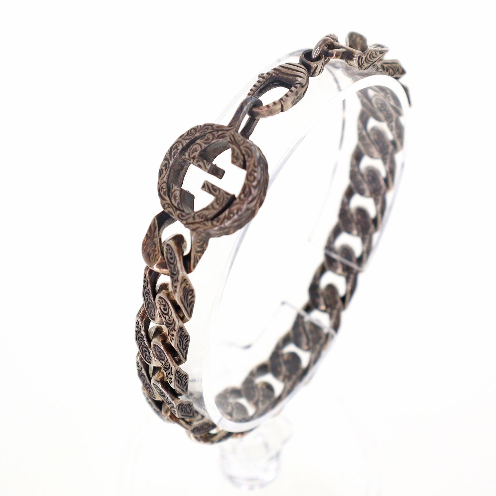 【中古】GUCCI / グッチ インターロッキング G ブレスレット アラベスク 925 約18cm
