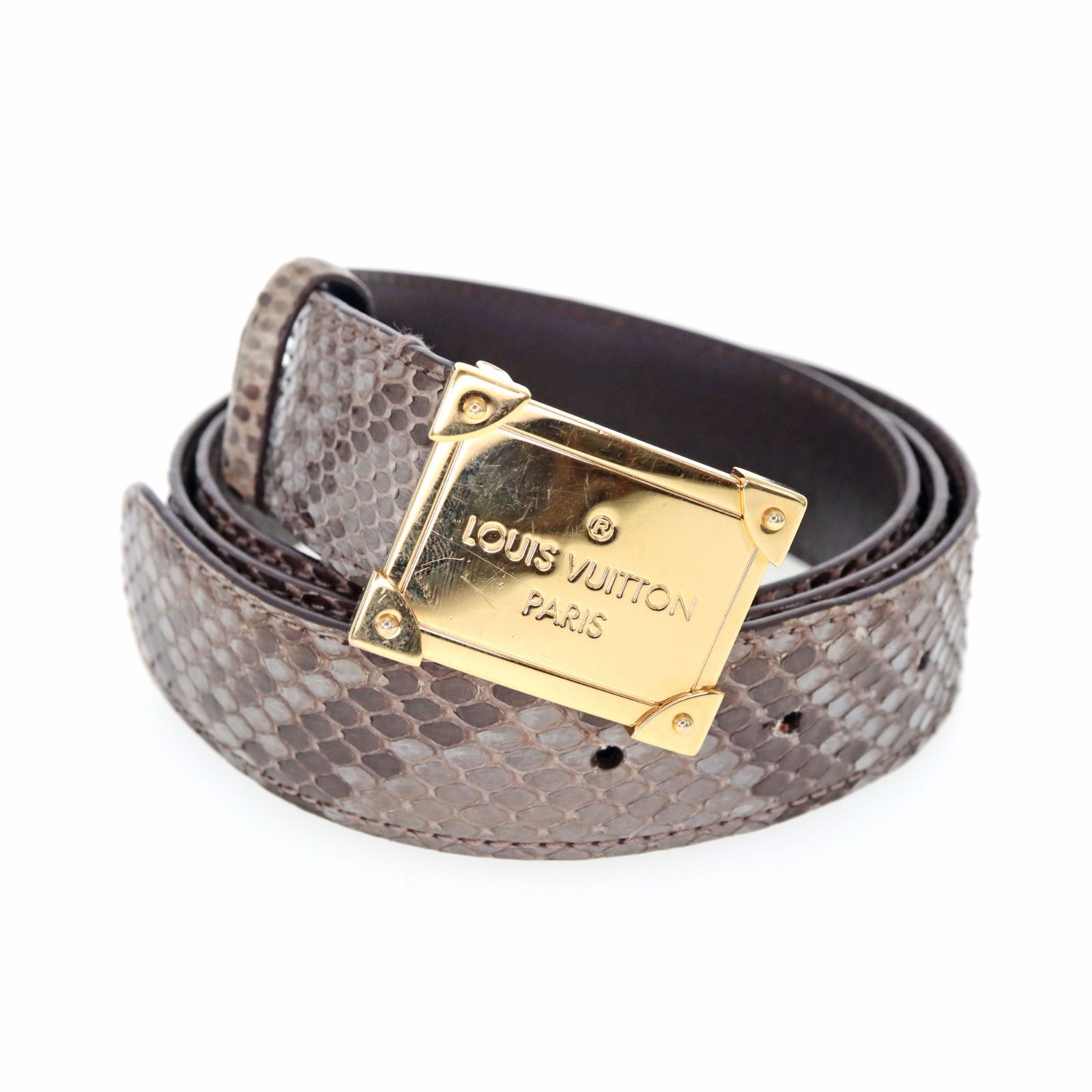 【中古】LOUIS VUITTON ルイ・ヴィトン パイソンベルト レディース メンズ ベルト ブランド