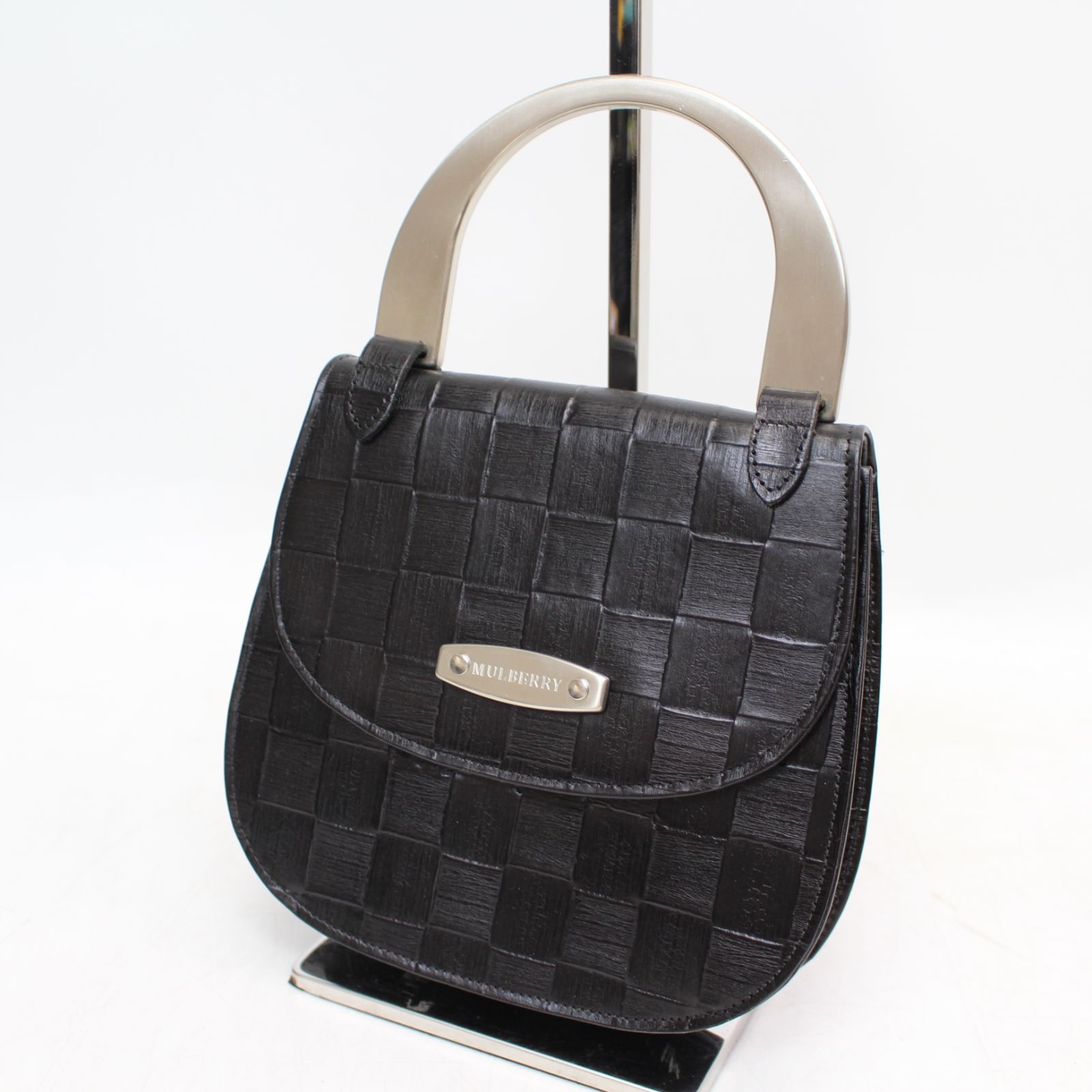 592)【美品】Mulberry マルベリー レザーハンドバッグ メタルハンドル