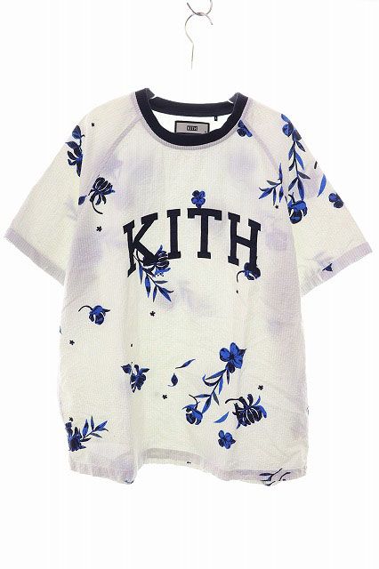 キスニューヨークシティ KITH NYC FLORAL SEERSUCKER TEE WHITE M フローラル シアサッカー ラグラン Tシャツ 花 ホワイト 【ブランド古着ベクトル】【中古】☆AA★260530