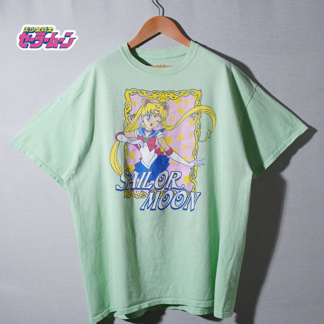 美少女戦士 セーラームーン Sailor Moon Tシャツ XL ライムグリーン キャラT アニメT Y2K ストリート オーバーサイズ ビッグシルエット 古着 T116