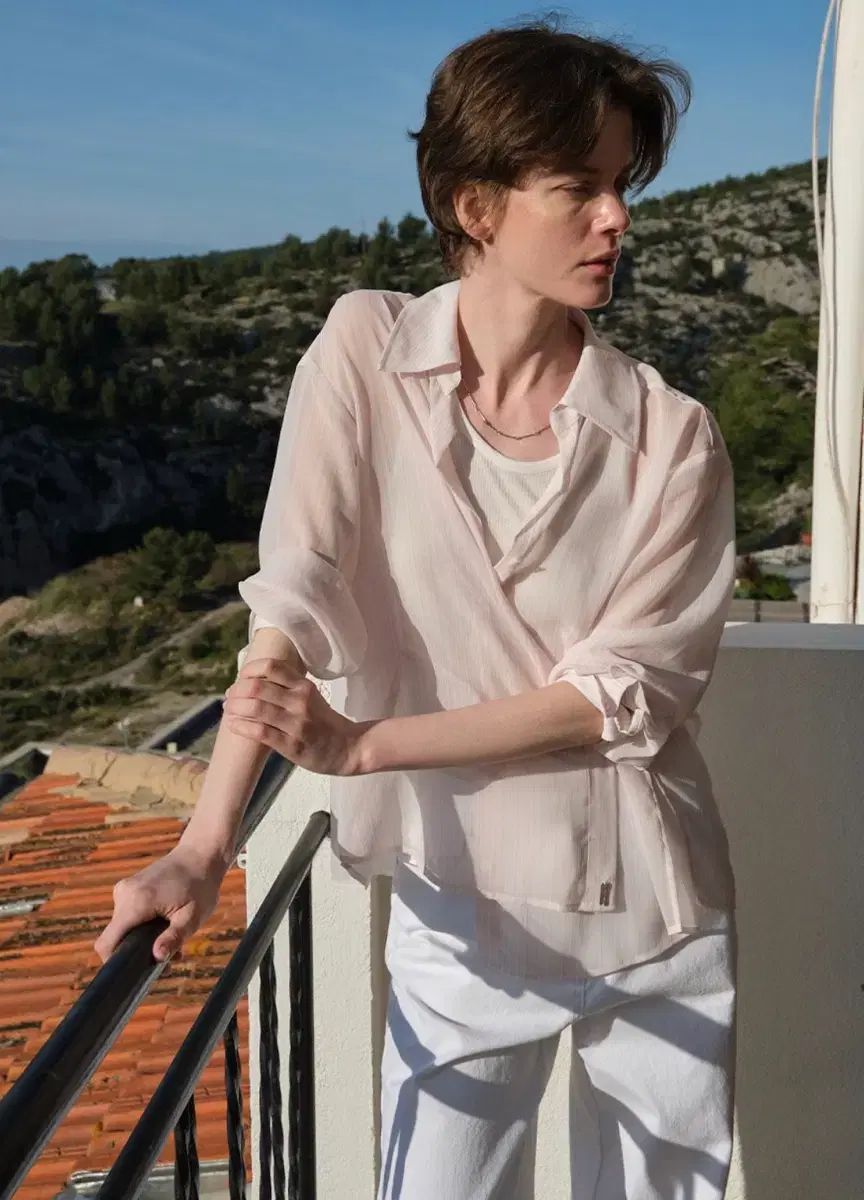 LOEUVRE Open-collar cross oversized Shirt