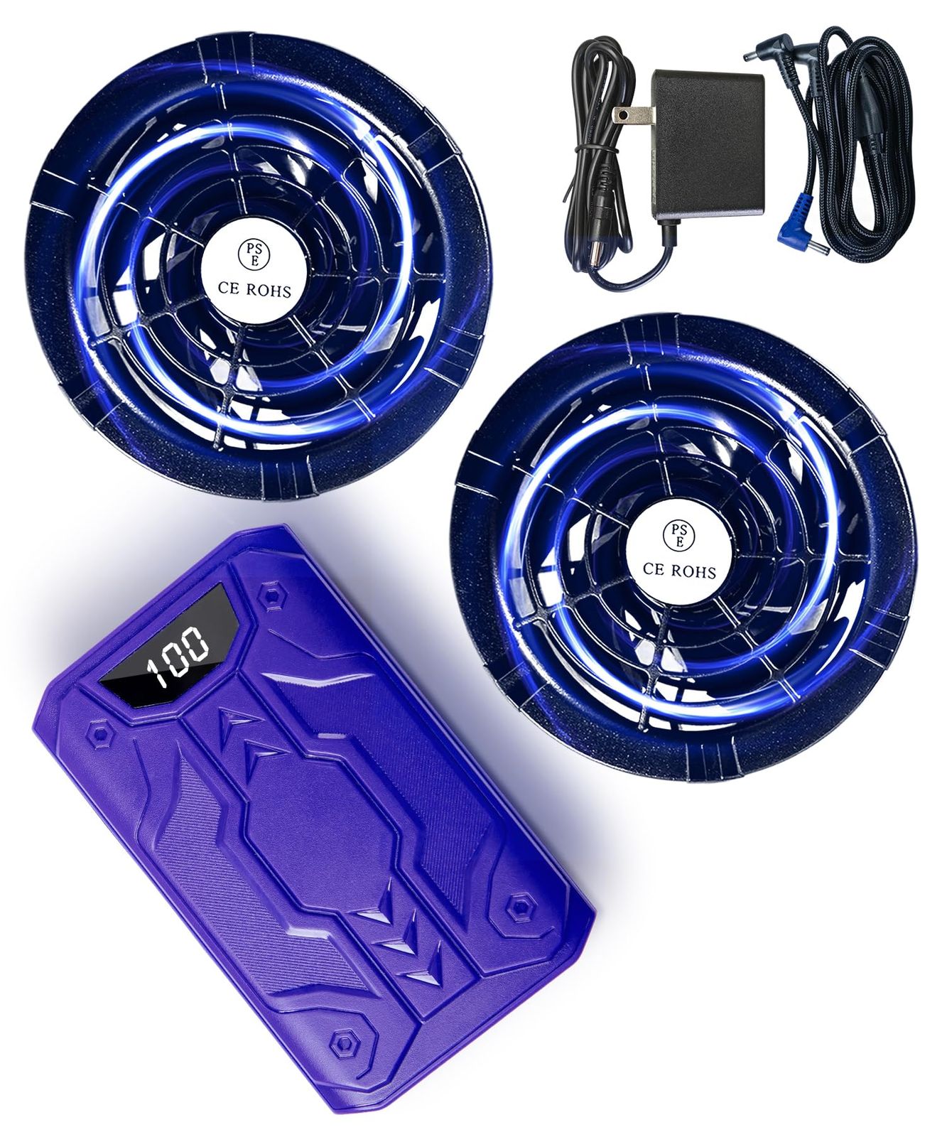 【新品】【2025暴風登場 40V/30000mAh】空調作業服 ファン バッテリーセット 40V超高出力 30000mAh大容量バッテリー 6段階風量調節 強力冷却 空調ファン 日本製ブラシレスモーター 90mm服穴径対応 急速充電器付き bfcf94a4