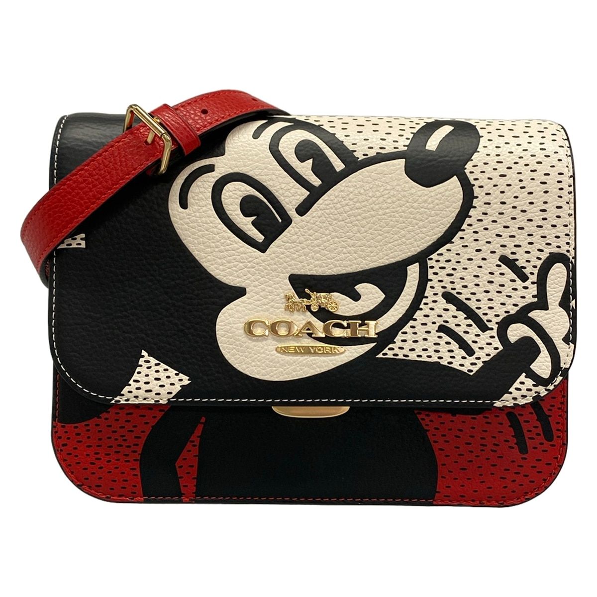 COACH(コーチ) ショルダーバッグ ブリン フラップ クロスボディ C6974 レッド×白×黒 レザー