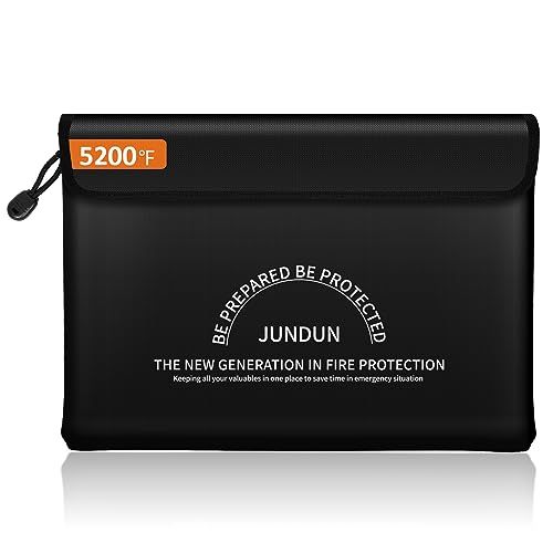 JUNDUN耐火バッグ、2871℃断熱耐火ケース、36x26 cm防水耐火書類、8層厚く耐火ストレージバッグポーチジッパー付き書類、現金、お金用koe 7f5ba7e7