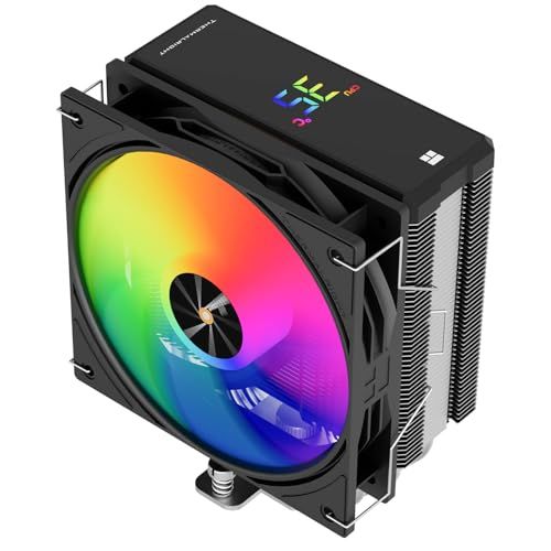 Thermalright Assassin X 120R Digital Black CPU エアクーラー、2000RPM 速度、4 ヒートパイプ、12cm 静音 PWM ファン CPU クーラー、デジタル スクリーン トップ カバー、AM4 f44e1e77