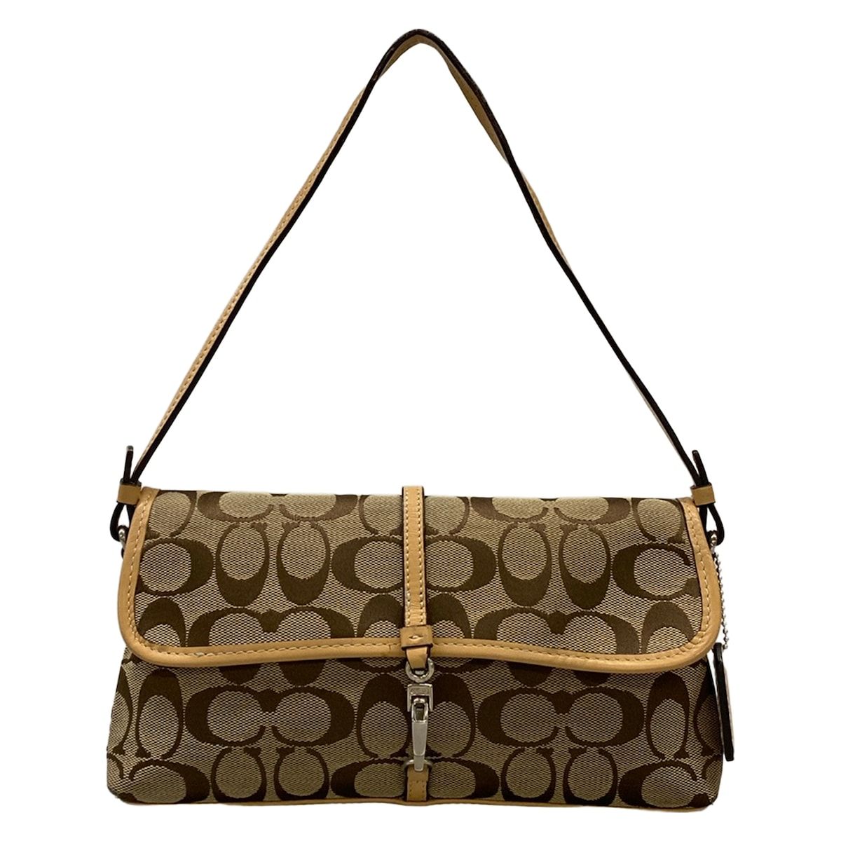 COACH(コーチ) ハンドバッグ シグネチャークリップデミポーチ 6348 カーキ×ライトブラウン レザー