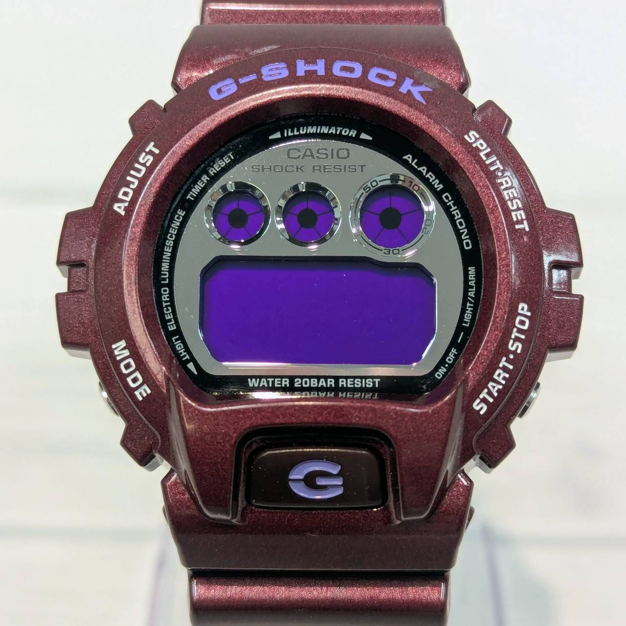 【塩】CASIO G-SHOCK カシオ Gショック DW-6000系 メタリックワインレッド×パープル液晶 DW-6900SB【23965MO】E30