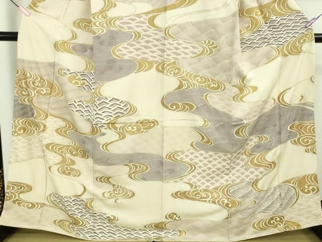 平和屋本店○極上 中国三大刺繍 スワトウ刺繍 汕頭刺繍 訪問着 流水文