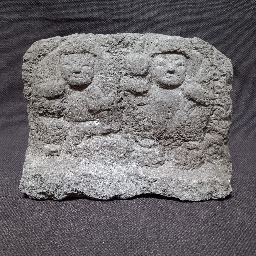 恵比寿大黒　石仏　石製　七福神　彫刻　オブジェ　珍品　骨董　アンティーク　ミ10