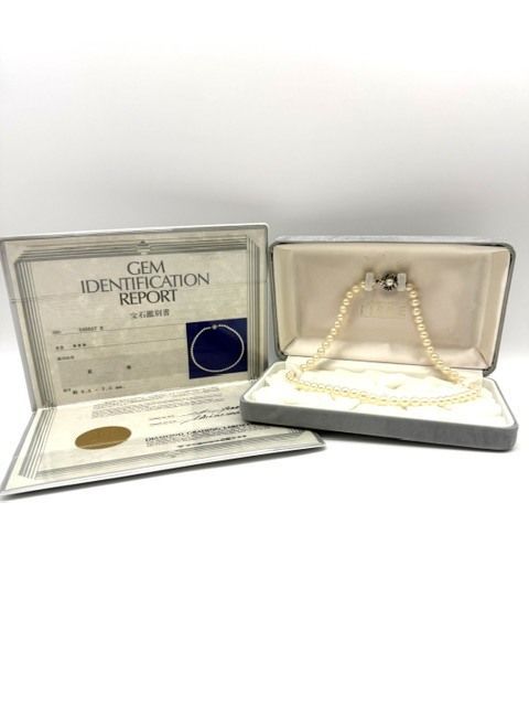 アコヤ真珠ネックレス パール 本真珠 6.5mm - 7.0mm 約43cm シルバー刻印 鑑別書付き ジュエリー フォーマル 【中古】 H8-5-71