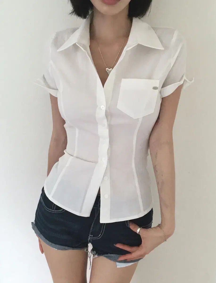 PALE JADE (ペイルジェイド) Short Sleeve Dress Shirt (white)