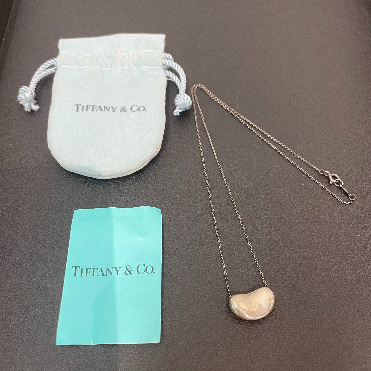 10mo3　【美品】ティファニー ネックレス ビーンズ 保存袋付き 成】Tiffany＆Co. ティファニー ビーンズネックレス保存袋付 【6067YO
