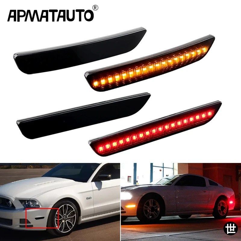 フォード マスタング ベース GT シェルビー GT500 ボス 302 2010 - 14 用 フロント リア バンパー サイド マーカー ライト LED オート ラン