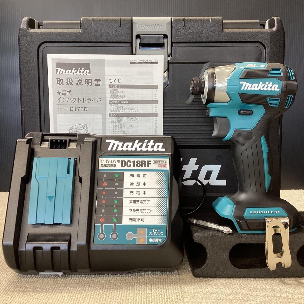 【未使用】makita/マキタ TD173D 18V充電式インパクトドライバ 青(本体+充電器+ケース)【203】