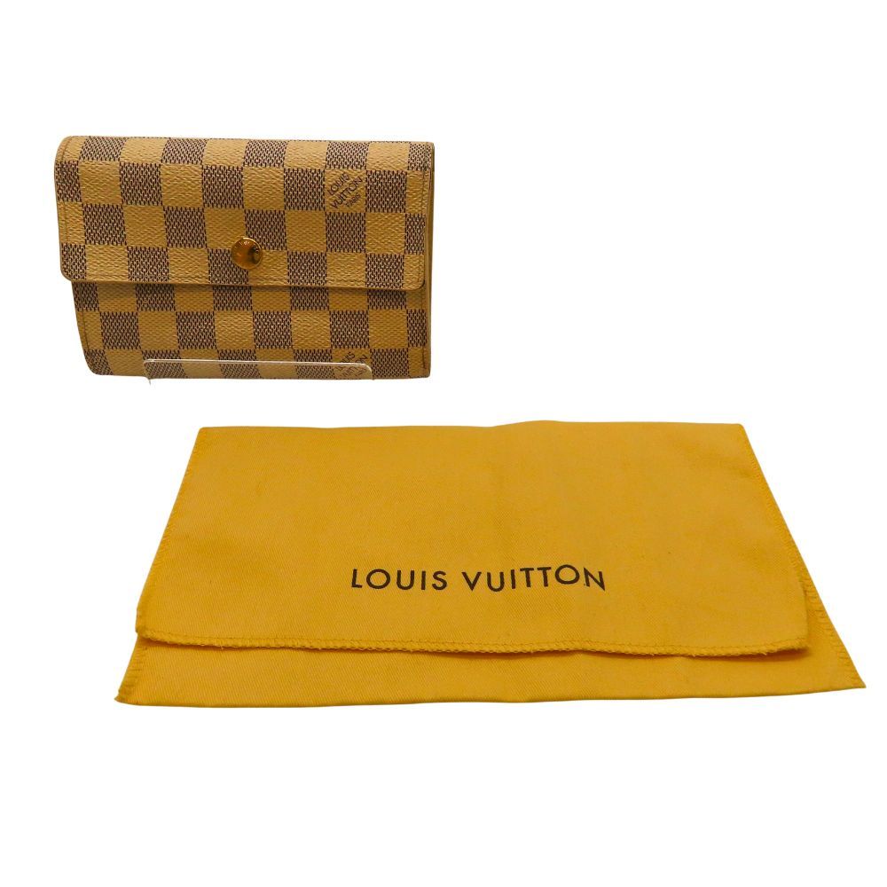 【中古】ルイヴィトン LOUIS VUITTON ダミエ アズール ポルトフォイユ アレクサンドラ N63068 ホック付 三つ折り財布 A2602348【無料ギフトラッピング承ります】