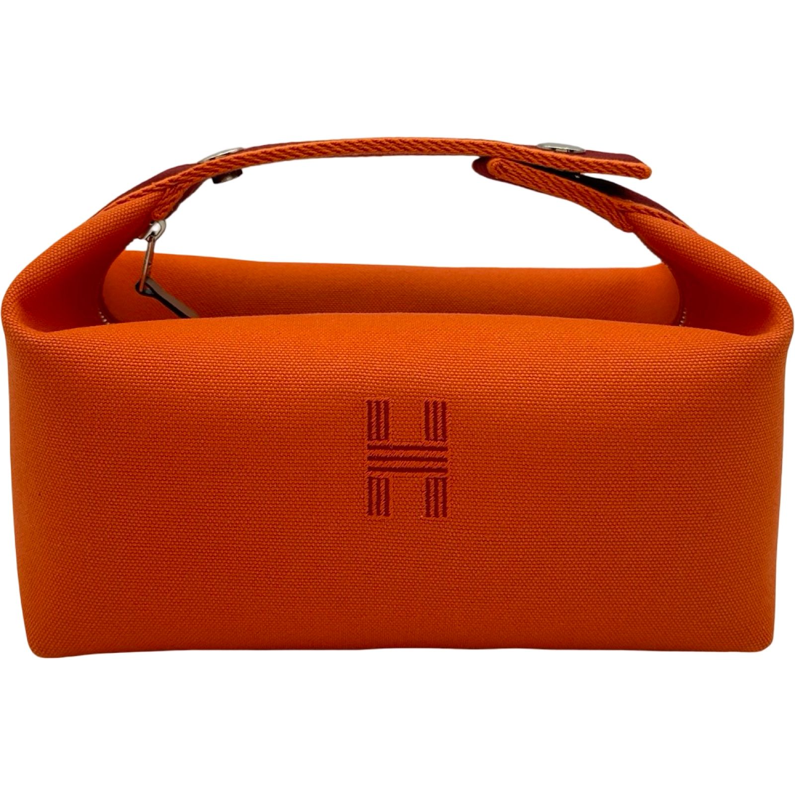 エルメス HERMES ブリッドアブラックPM オレンジ シルバー金具 トワル レディース ハンドバッグ