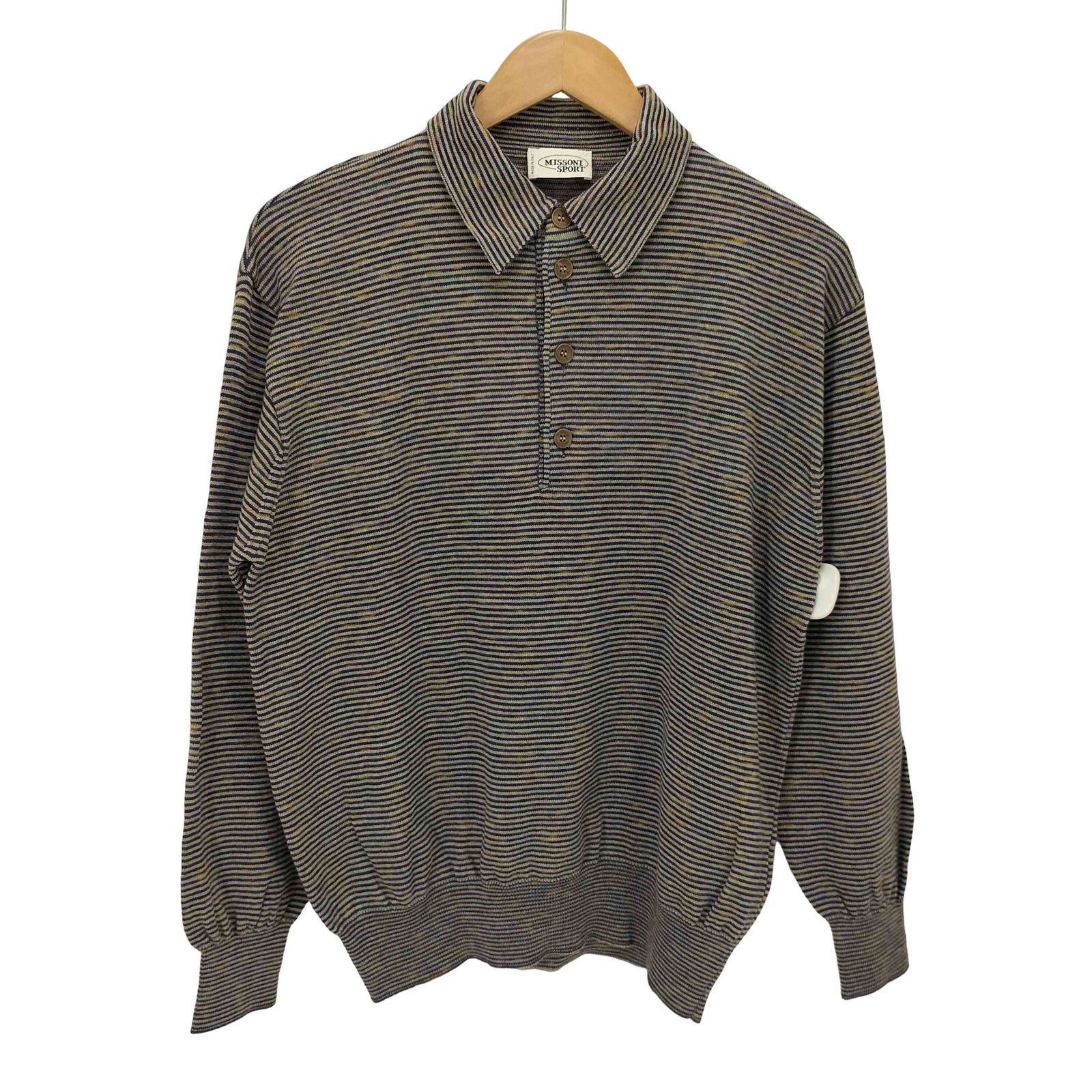 ミッソーニスポーツ MISSONI SPORTS 配色メクラジマニットLSポロシャツ メンズ 表記無