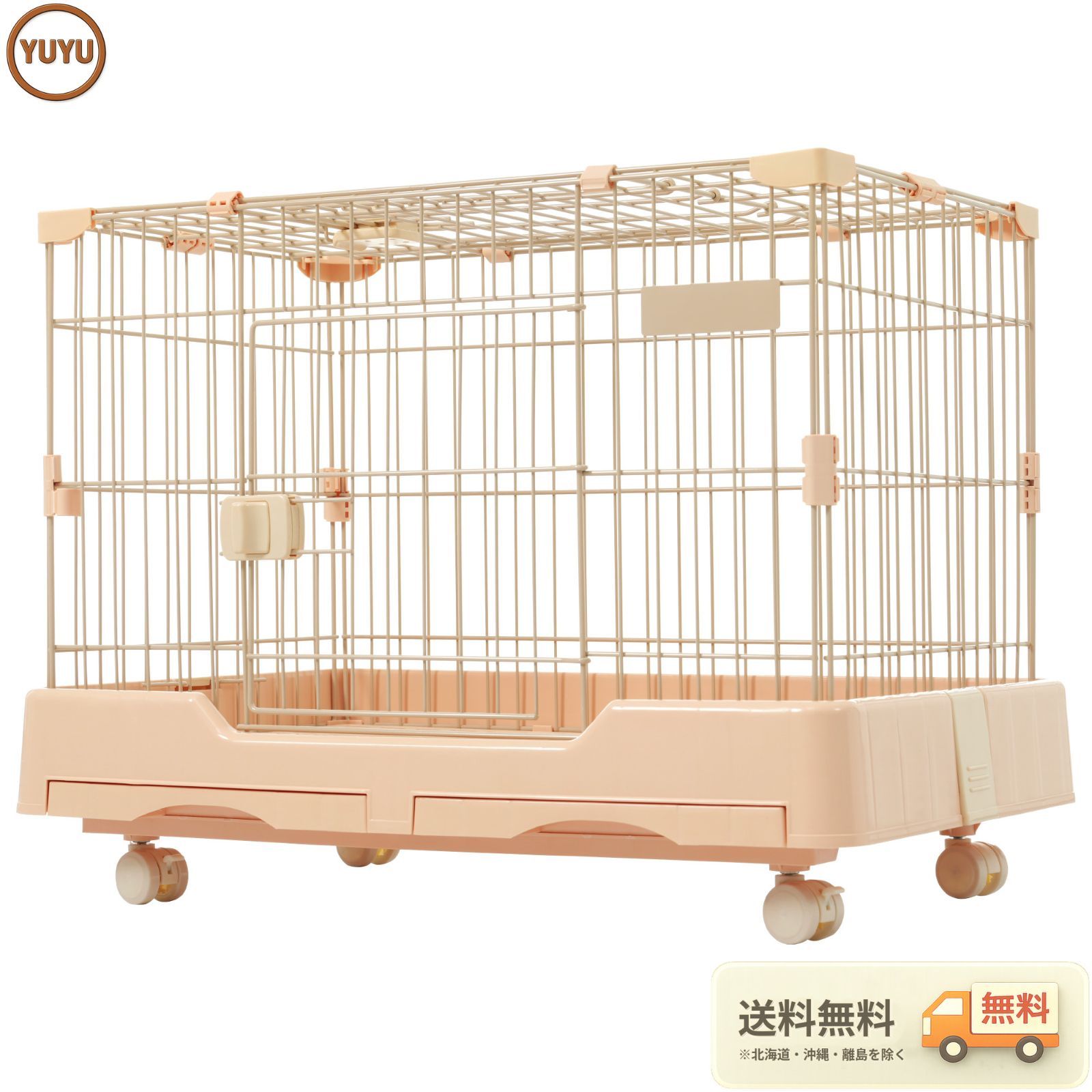猫用品 【新品】引き出しトイレ付き小動物ケージ キャスター&天井扉