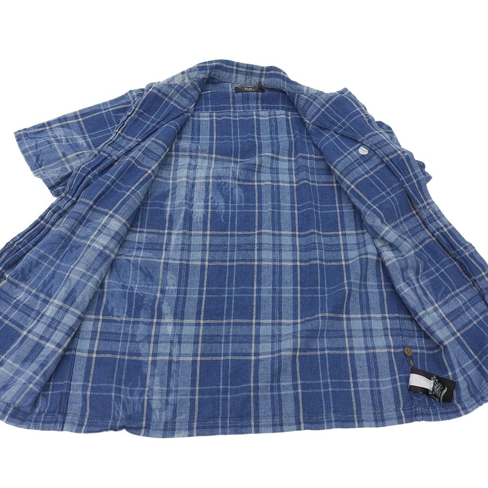 RRL ダブルアールエル リネンシャツ チェック ブルー RRL ダブルアールエル コットン×リネン チェック柄 シャツ トップス