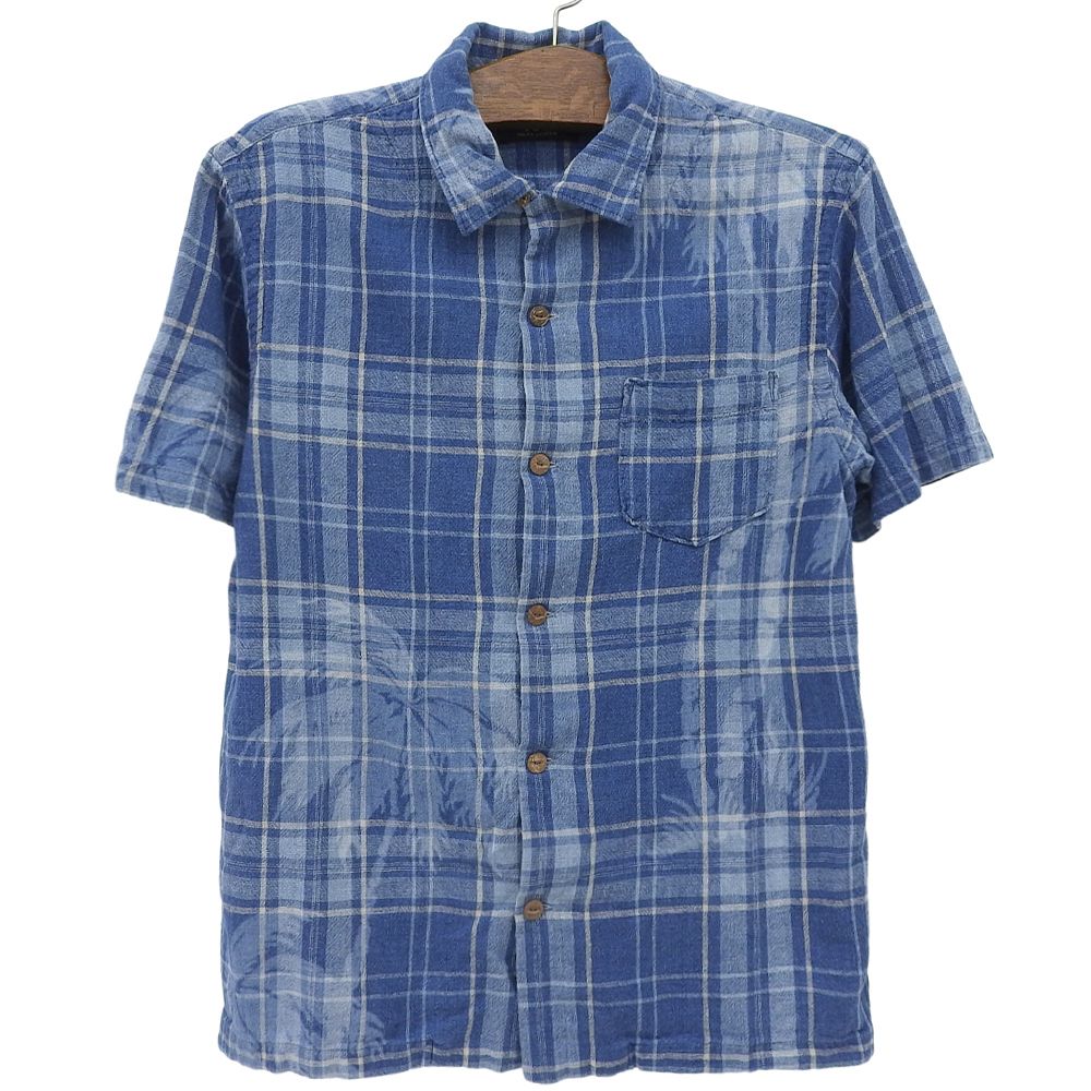 RRL ダブルアールエル リネンシャツ チェック ブルー RRL ダブルアールエル コットン×リネン チェック柄 シャツ トップス