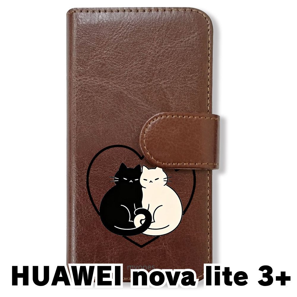 新品未使用】 HUAWEI nova lite 3+ 手帳型スマホ ケース (色：ブラウン