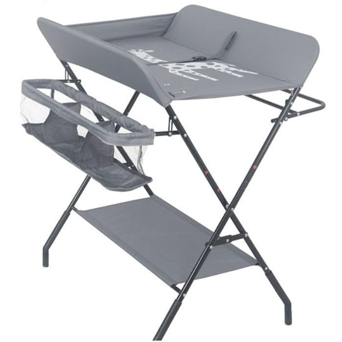 【新品】おむつ替え台 赤ちゃん おむつ交換台 オムツ替え 折りたたみ 新生児 出産祝い ギフト (グレー（高さ調整なし／キャスターなし）) aa24e636