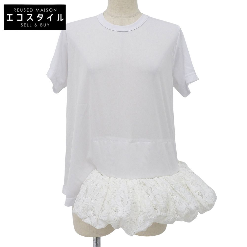 COMMEdesGARCONS コムデギャルソン 新品同様 レースペプラム カットソー トップス レディース ホワイト 白 S GH-T002 21AW S