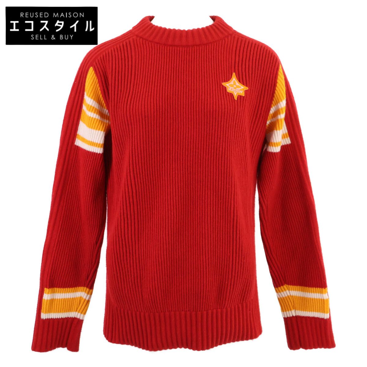 LOUIS VUITTON　ルイヴィトン　国内正規 23SS RW231W SP1 FOKL06 カシミヤxナイロン ロゴパッチ リブニットプルオーバー　S
