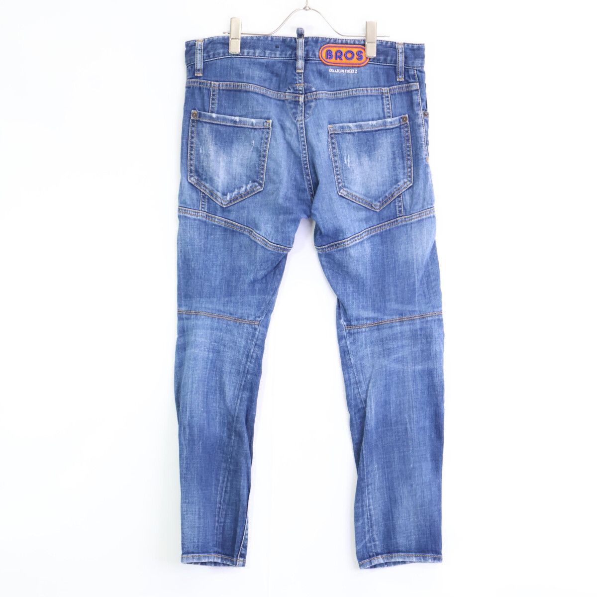 DSQUARED2　ディースクエアード　S74LB0873 MEDIUM WASH 4 TIDY BIKER JEANS ブルー ダメージ加工 ボタンフライデニムパンツ　46