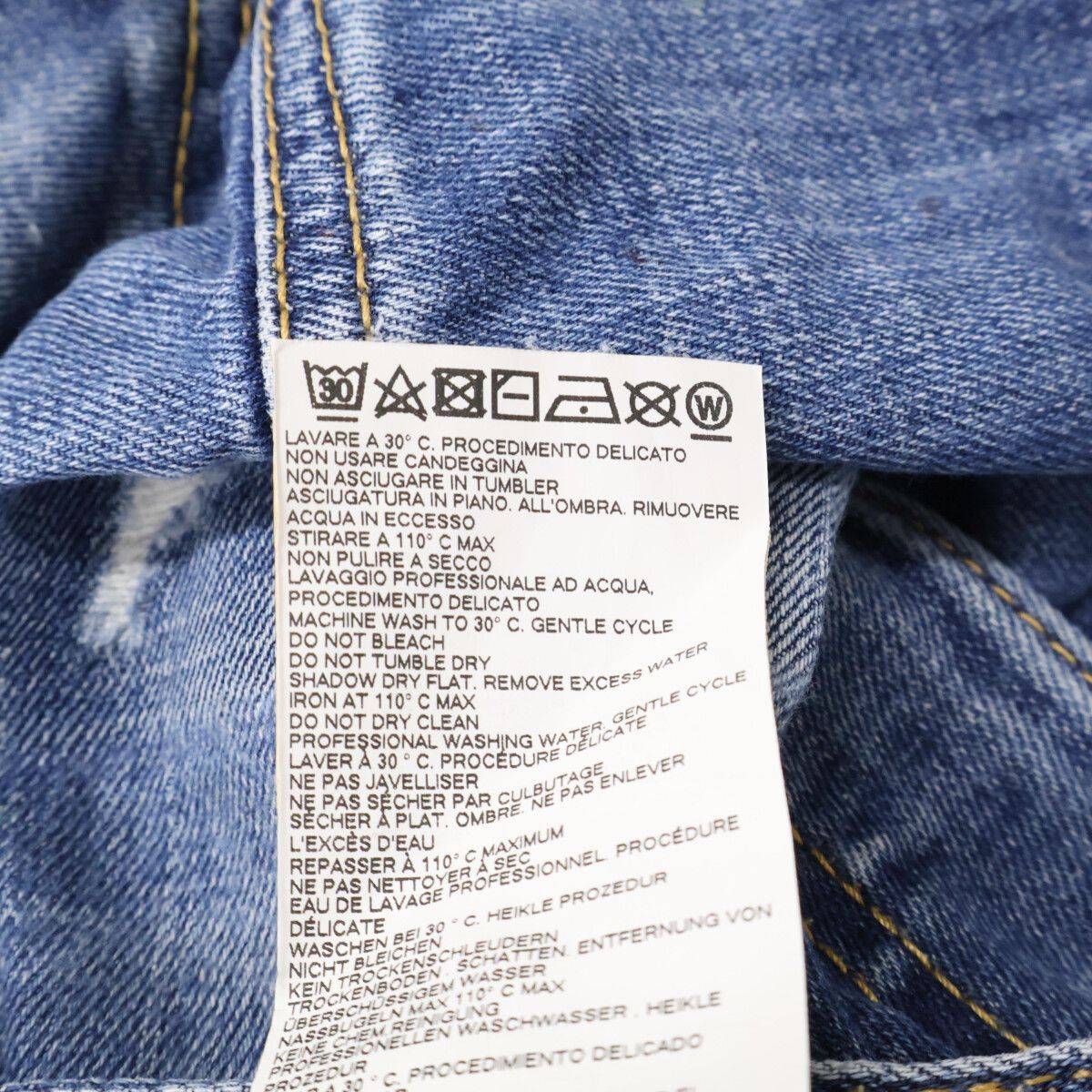 DSQUARED2　ディースクエアード　S74LB0873 MEDIUM WASH 4 TIDY BIKER JEANS ブルー ダメージ加工 ボタンフライデニムパンツ　46