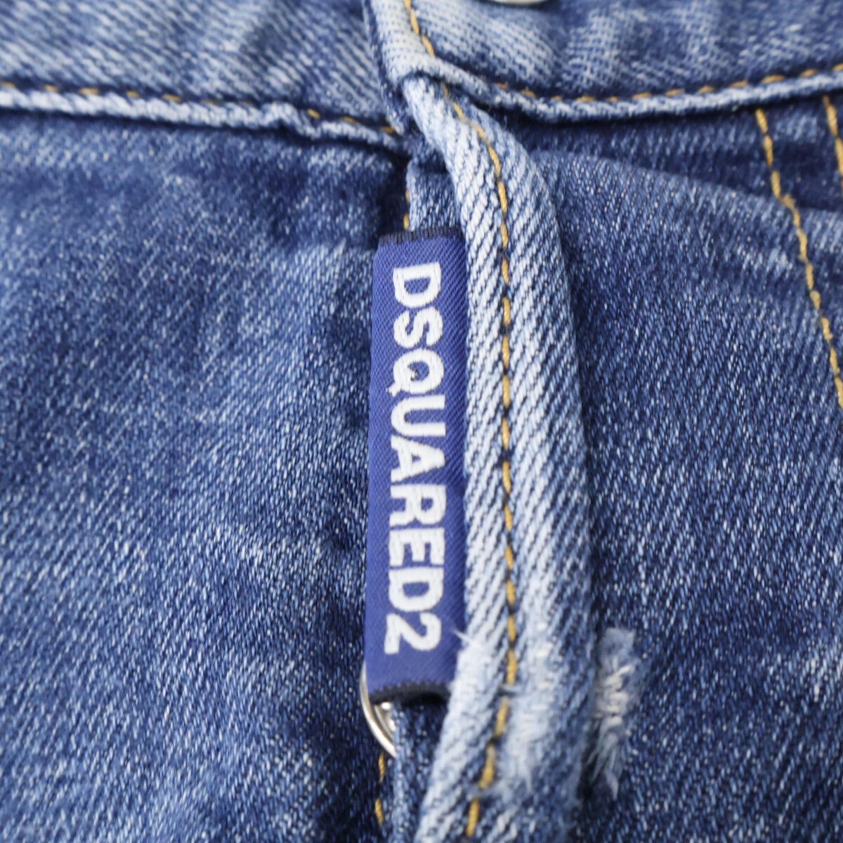 DSQUARED2　ディースクエアード　S74LB0873 MEDIUM WASH 4 TIDY BIKER JEANS ブルー ダメージ加工 ボタンフライデニムパンツ　46