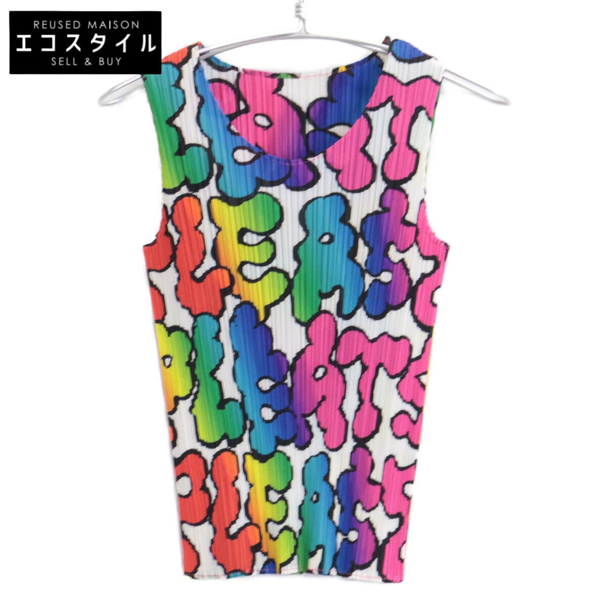 PLEATS PLEASE　プリーツプリーズ　07AW PP73-JK931 レインボーロゴ ノースリーブ トップス　3