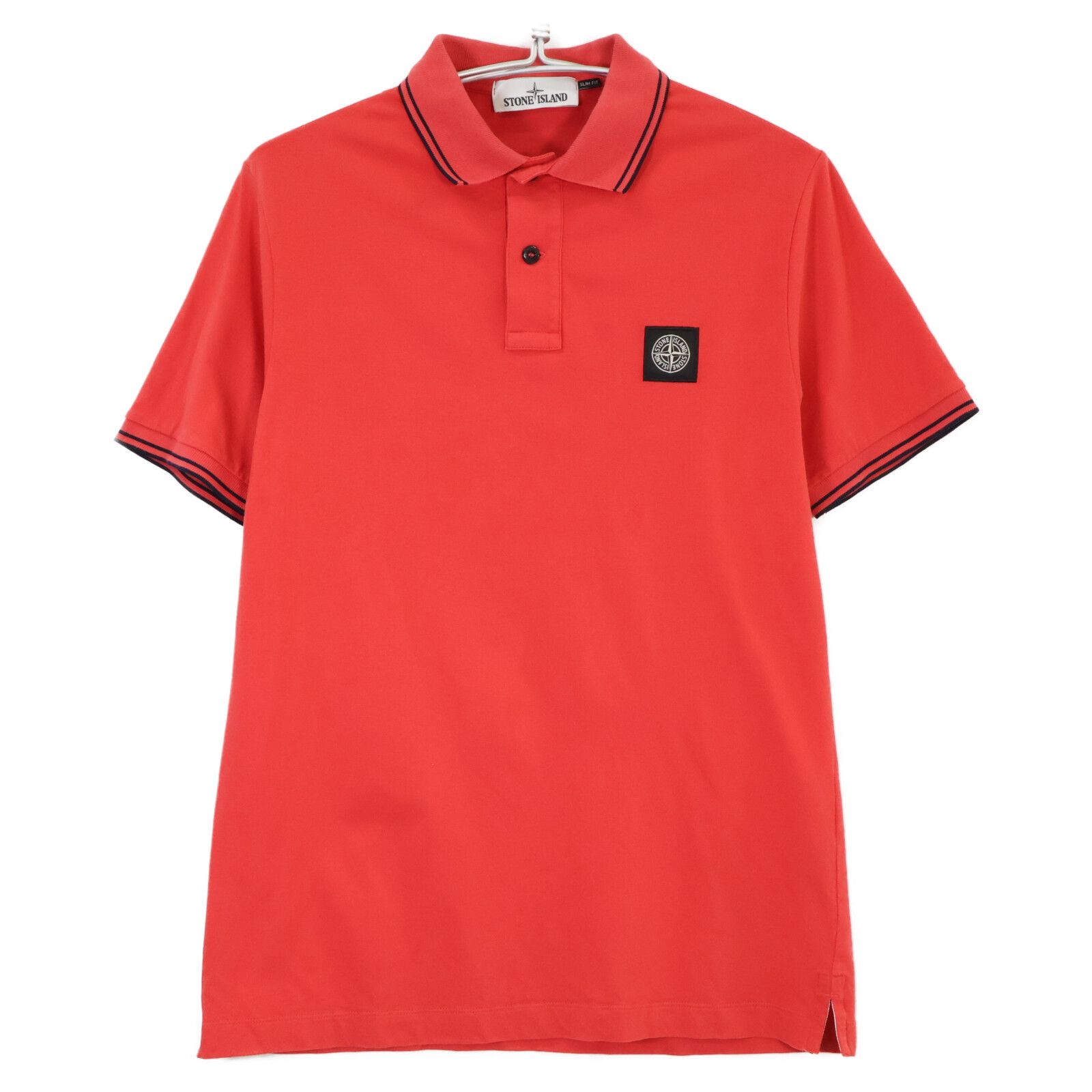 極美品 ストーンアイランド 24SS ポロシャツ 鹿の子 ストレッチ S STONE ISLAND ストーンアイランド 鹿の子 スリムフィット スクエアロゴ