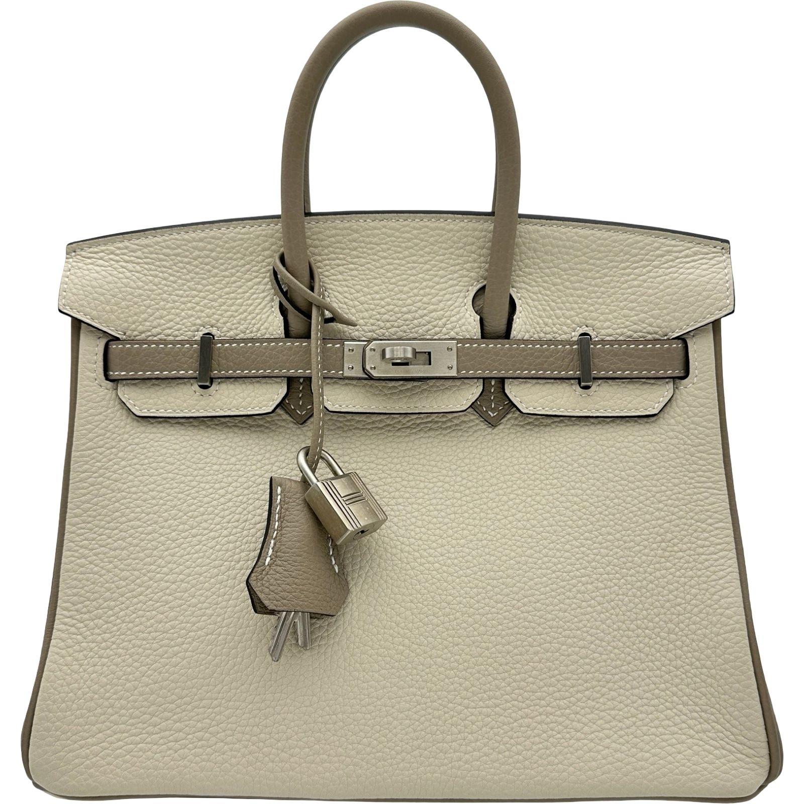 エルメス HERMES バーキン25 パーソナルオーダー U刻印 トゥルティエールグレー/エトゥープ シルバー金具 トゴ レディース ハンドバッグ